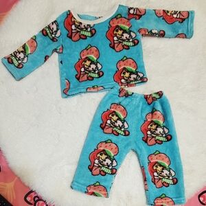 Strawberry Shortcake Y2k Handmade 2 Pieces Fleece Pajama Set